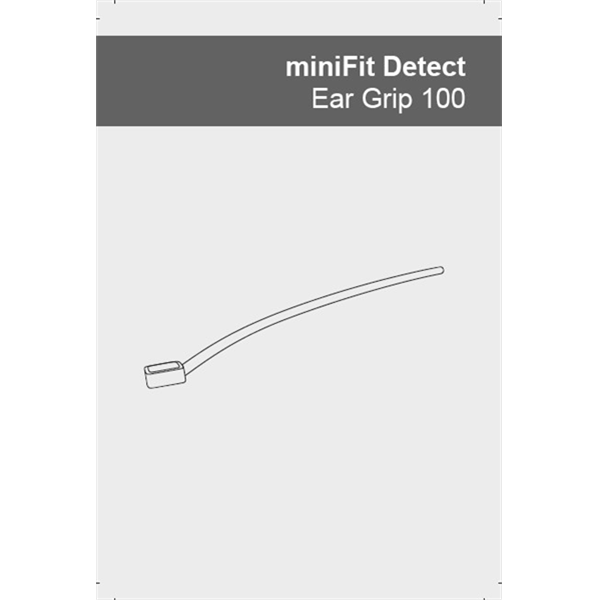 Line drawing of the MiniFit Detect Ear Grip 100, with its product name, "MiniFit Detect Ear Grip 100," clearly labeled at the top.