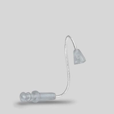 The LifeTube Refill is a transparent hearing aid tube featuring a domed earpiece on one end and a small connector tip on the other, shown against a plain light gray background.